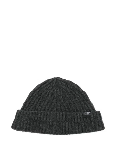 Mm6 Maison Margiela Ribbed-knit Beanie Hat In Gray