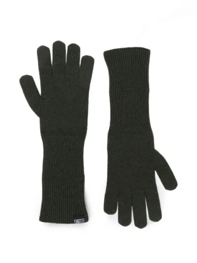 Mm6 Maison Margiela Ribbed-knit Wool-blend Gloves In Green