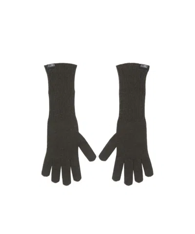 Mm6 Maison Margiela Ribbed-knit Wool-blend Gloves In Black