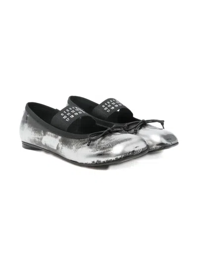 Mm6 Maison Margiela Kids' Ribbon-detail Ballerinas In Black