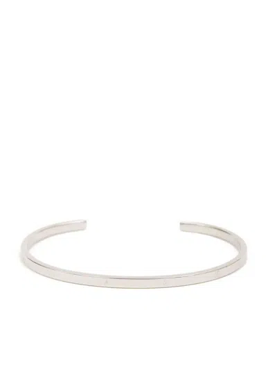 Mm6 Maison Margiela Logo-engraved Cuff Bracelet In Silver