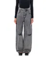 Mm6 Maison Margiela High Waist Wide Leg Distressed Denim