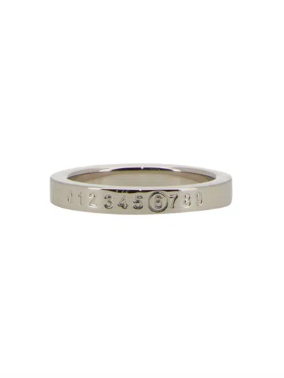 Mm6 Maison Margiela Slim Band Ring Engraved Design In Silver