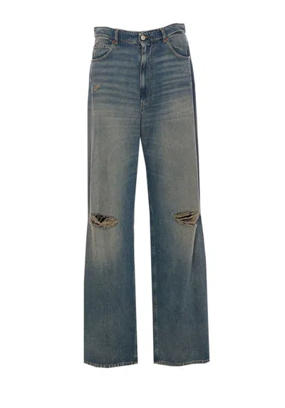 Mm6 Maison Margiela Ripped Denim Jeans In Clear Blue