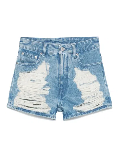 Mm6 Maison Margiela Blue Distressed Denim Shorts