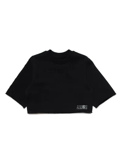 Mm6 Maison Margiela Kids' T-shirt Mit Nummern-motiv In Schwarz