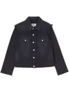 MM6 MAISON MARGIELA RIPPED-DETAILING DENIM JACKET FOR WOMEN IN BLACK