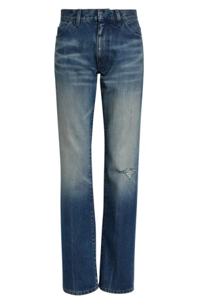Mm6 Maison Margiela Ripped Straight Leg Jeans In Blue
