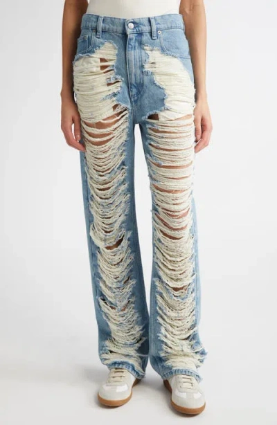 MM6 MAISON MARGIELA MM6 MAISON MARGIELA RIPPED STRAIGHT LEG JEANS