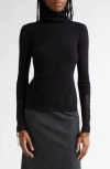 Mm6 Maison Margiela Ripped Virgin Wool Blend Turtleneck Sweater In Black