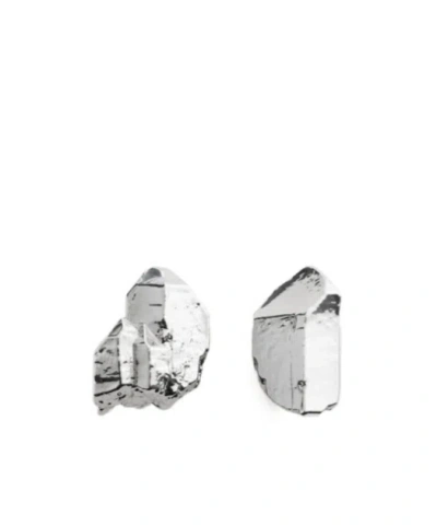 Mm6 Maison Margiela Rock-shaped Earrings In Silver