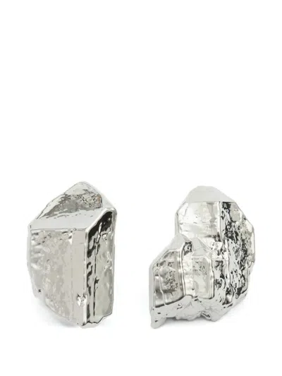 Mm6 Maison Margiela Rock-shaped Earrings In Metallic