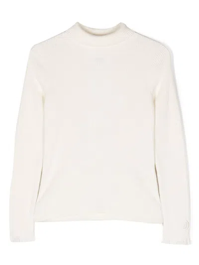 Mm6 Maison Margiela Kids' Roll-neck Long-sleeve Top In Neutrals