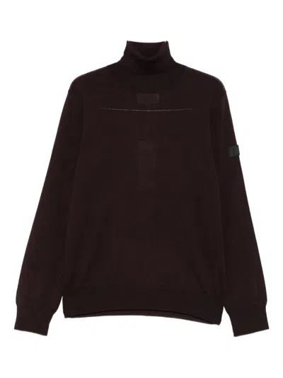 Mm6 Maison Margiela Roll-neck Panelled Sweater In Brown
