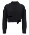 Mm6 Maison Margiela Mm6 By Maison Margiela Cropped Distressed Sweater With High Neck In Black