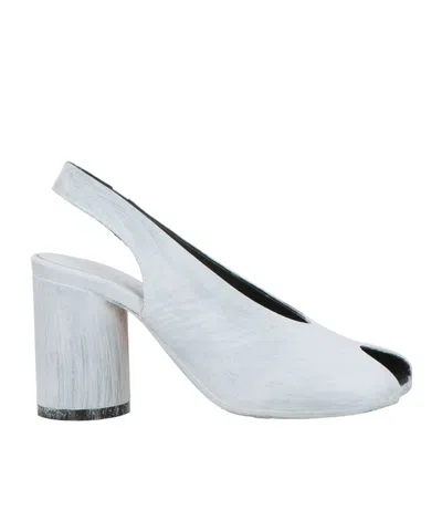 Mm6 Maison Margiela Rose Gold Backless Sandals In White