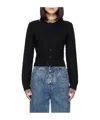 Mm6 Maison Margiela Rough Knitted Long-sleeved Cardigan In Black