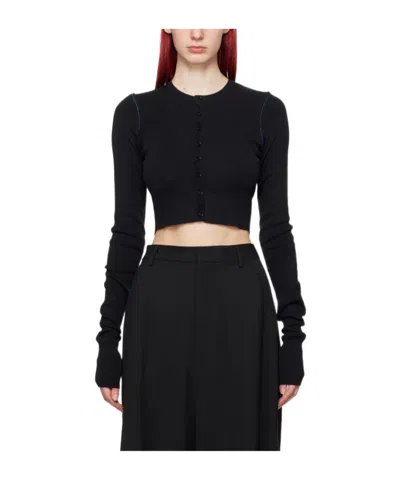 Mm6 Maison Margiela Round-neck Cropped Cardigan In Black