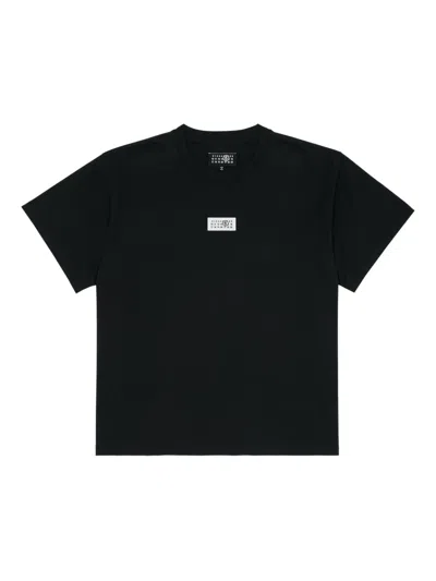 Mm6 Maison Margiela Black Round Neck Graphic T-shirt