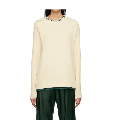 Mm6 Maison Margiela Round-neck Long-sleeve Sweatshirt In White