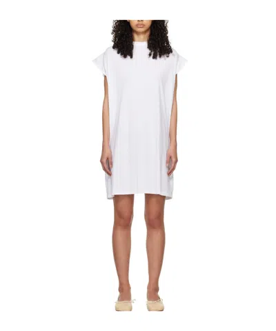 Mm6 Maison Margiela Round Neck Mid-length Dress In White