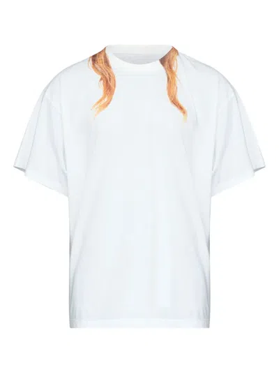 Mm6 Maison Margiela Round-neck Printed-detail T-shirt In White