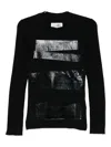 Mm6 Maison Margiela Knitwear With Glossy Panel And Ribbed Texture In Black