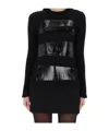 Mm6 Maison Margiela Knitwear With Glossy Panel And Ribbed Texture In Black
