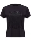 Mm6 Maison Margiela Fringe-detailed Crewneck T-shirt In Black