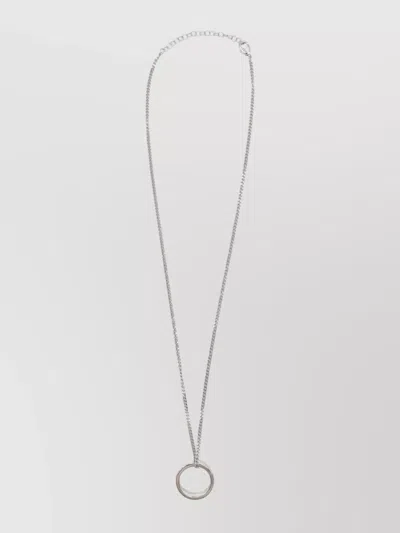 Mm6 Maison Margiela Round Pendant Chain Necklace With Engraved Numbers In Metallic