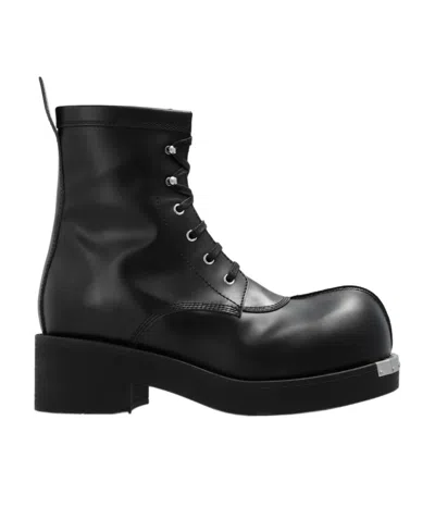 Mm6 Maison Margiela Round-toe Leather Boots In Black