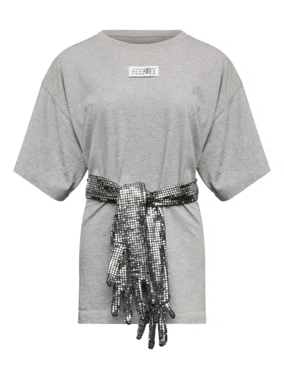 Mm6 Maison Margiela Roundneck Label T-shirt In Gray