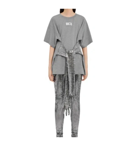 Mm6 Maison Margiela Roundneck Label T-shirt In Gray