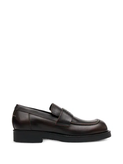 Mm6 Maison Margiela Round-toe Leather Loafers In Black