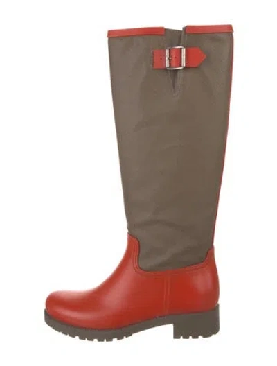 Pre-owned Mm6 Maison Margiela Rubber Colorblock Pattern Rain Boots In Brown