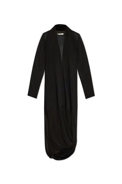 Mm6 Maison Margiela Ruched Midi Dress In Black