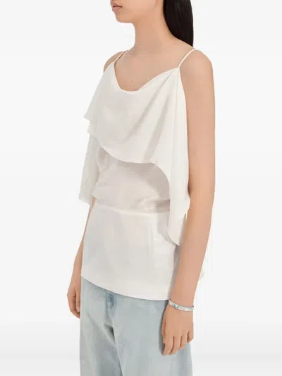 Mm6 Maison Margiela Ruffled-detail Top In White