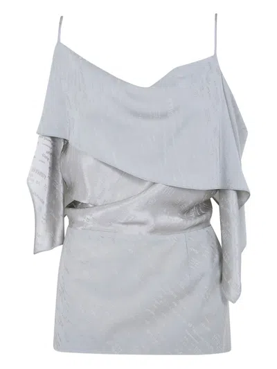 Mm6 Maison Margiela Draped Asymmetric Textured Top Spaghetti Straps In Multi