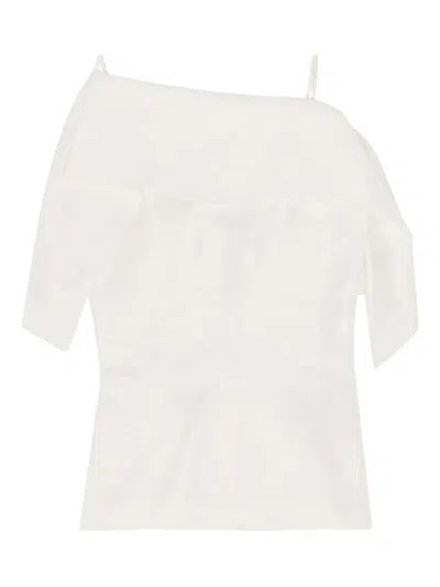 Mm6 Maison Margiela Ruffled Top In White