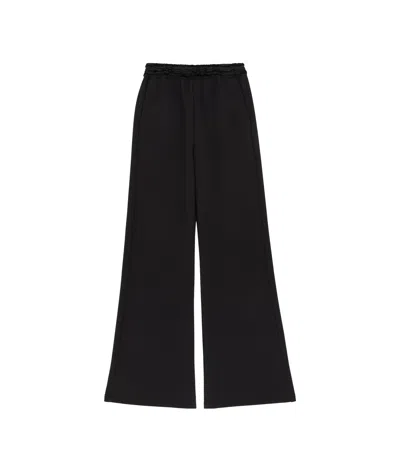 Mm6 Maison Margiela Ruffled-waist Flared Trousers In Black