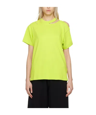 Mm6 Maison Margiela Safety Pin Cotton T-shirt In Yellow