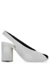 Mm6 Maison Margiela Block Heel Open Toe Sandals With Textured Finish