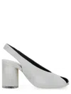 Mm6 Maison Margiela Block Heel Open Toe Sandals With Textured Finish