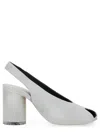 Mm6 Maison Margiela Block Heel Open Toe Sandals With Textured Finish