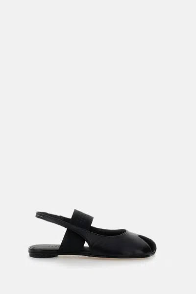 Mm6 Maison Margiela Logo Detailed Open-toe Slingback Sandals In Black