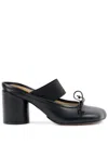 Mm6 Maison Margiela Mm6 By Maison Margiela Anatomical Black Goat Leather Sandals With Bow Detail In Black