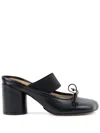 Mm6 Maison Margiela Mm6 By Maison Margiela Anatomical Black Goat Leather Sandals With Bow Detail In Black