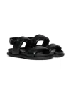 Mm6 Maison Margiela Logo Print Faux Leather Strap Sandals In Black
