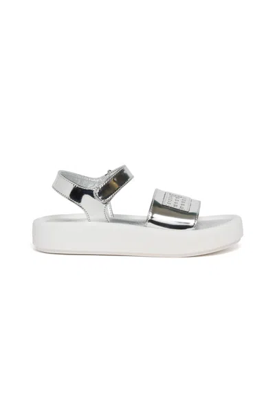Mm6 Maison Margiela Kids' Metallic Sandals With Logo In Multi