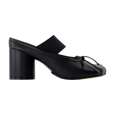 Mm6 Maison Margiela Anatomical Black Goat Leather Sandals With Bow Detail